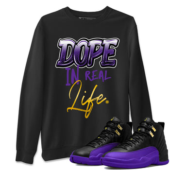 Air Jordan 12 Field Purple Sneaker Match Tees Dope In Real Life Sneaker Tees AJ12 Field Purple SNRT Sneaker Release Tees Unisex Shirts Black 1