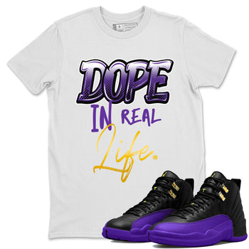 Air Jordan 12 Field Purple Sneaker Match Tees Dope In Real Life Sneaker Tees AJ12 Field Purple SNRT Sneaker Release Tees Unisex Shirts White 1