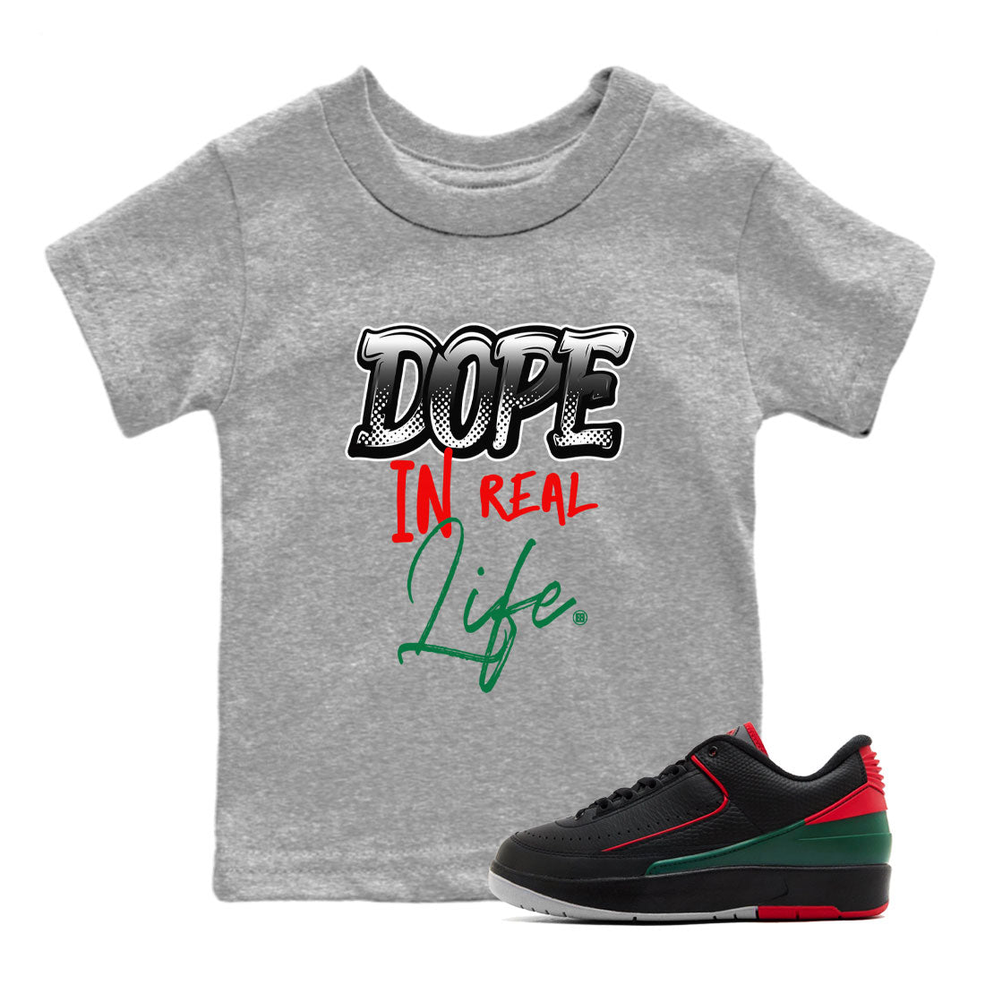 Air Jordan 2 Low Christmas shirt to match jordans Speicla Holiday Christmas Shirts Dope In Real Life sneaker tees Air Jordan 2 Christmas SNRT Sneaker Tees Sneaker Matching Shirt Baby Toddler Heather Grey 1 T-Shirt