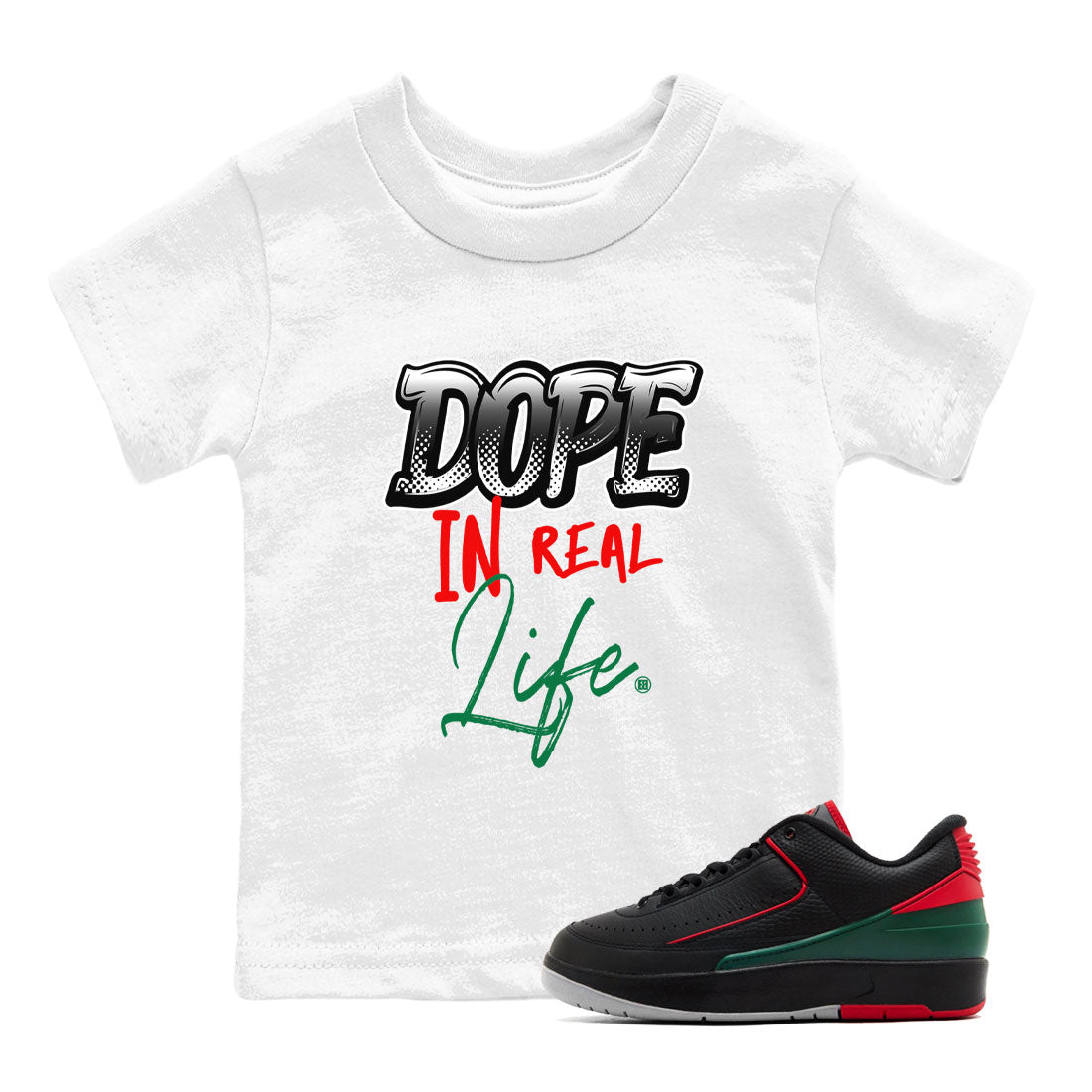 Air Jordan 2 Low Christmas shirt to match jordans Speicla Holiday Christmas Shirts Dope In Real Life sneaker tees Air Jordan 2 Christmas SNRT Sneaker Tees Sneaker Matching Shirt Baby Toddler White 1 T-Shirt