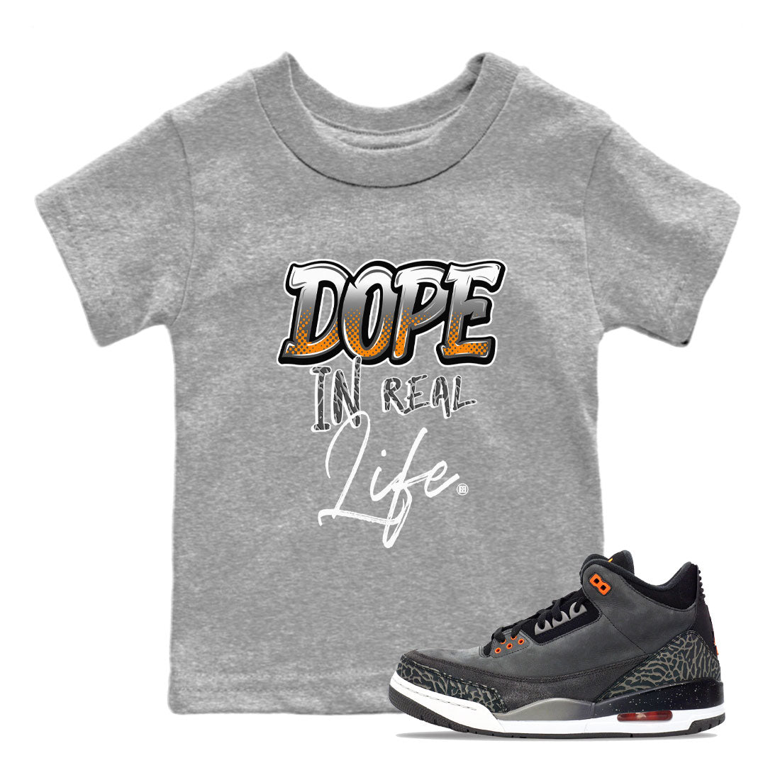Air Jordan 3 Retro Fear shirt to match jordans Dope In Real Life sneaker tees Air Jordan 3 Fear SNRT Sneaker Release Tees Baby Toddler Heather Grey 1 T-Shirt