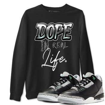 3s Green Glow shirt to match jordans Dope In Real Life sneaker tees Air Jordan 3 Green Glow SNRT Sneaker Release Tees unisex cotton Black 1 crew neck shirt