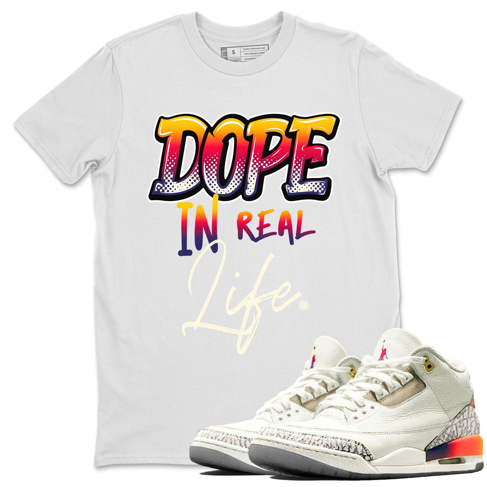 Air Jordan 3 X J Balvin shirt to match jordans Dope In Real Life sneaker tees Air Jordan 3 X J Balvin SNRT Sneaker Release Tees LGBT Pride T-Shirt Unisex White 1 T-Shirt