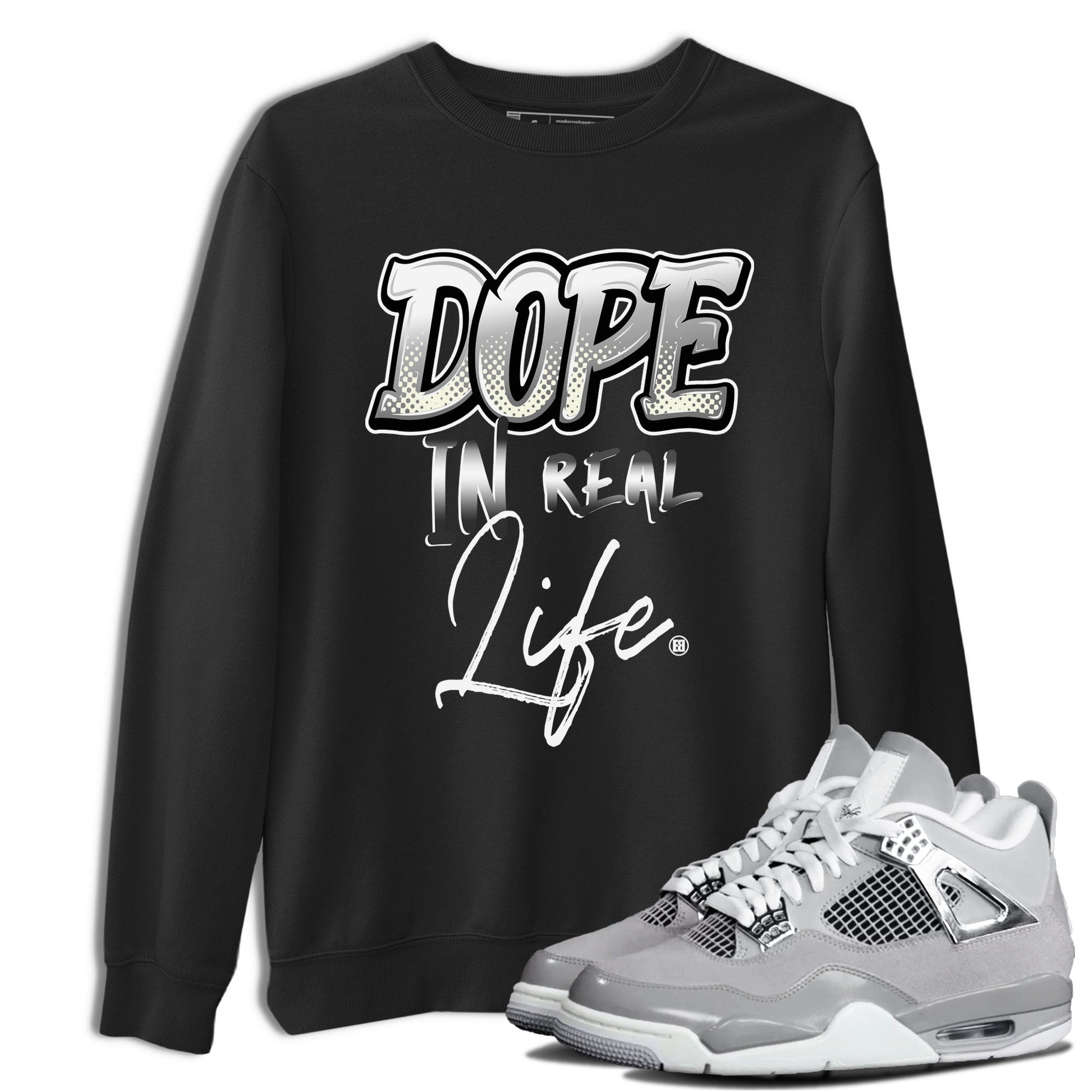 AJ4 Frozen Moments shirt to match jordans Dope In Real Life sneaker tees Crew Neck AJ4 Frozen Moments SNRT Sneaker Release Tees Unisex Casual Shirts Black 1 T-Shirt