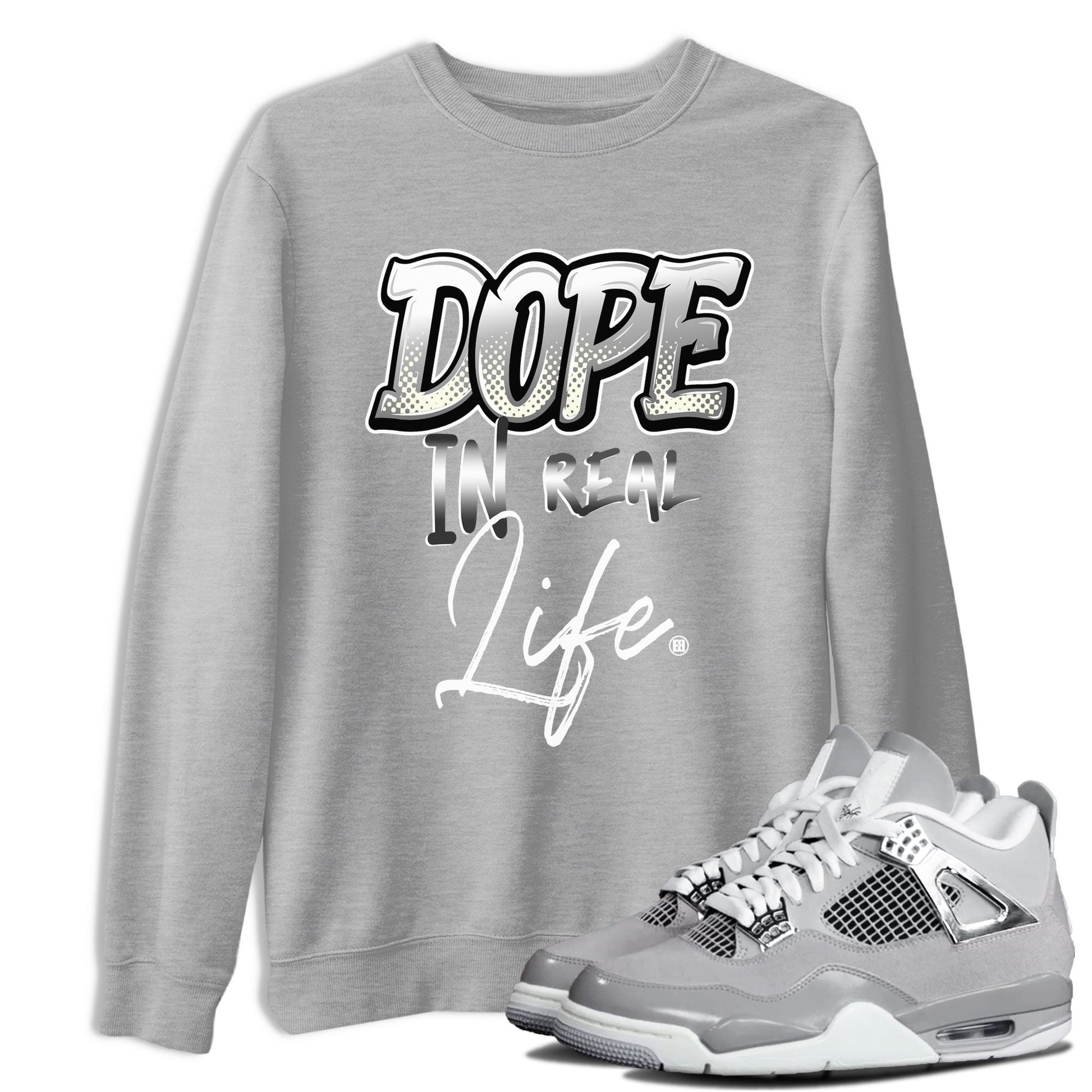 AJ4 Frozen Moments shirt to match jordans Dope In Real Life sneaker tees Crew Neck AJ4 Frozen Moments SNRT Sneaker Release Tees Unisex Casual Shirts Heather Grey 1 T-Shirt
