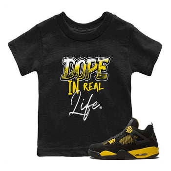 Air Jordan 4 Thunder Sneaker Match Tees Dope In Real Life Sneaker Tees Air Jordan 4 Retro Thunder Sneaker Release Tees Kids Shirts Black 1