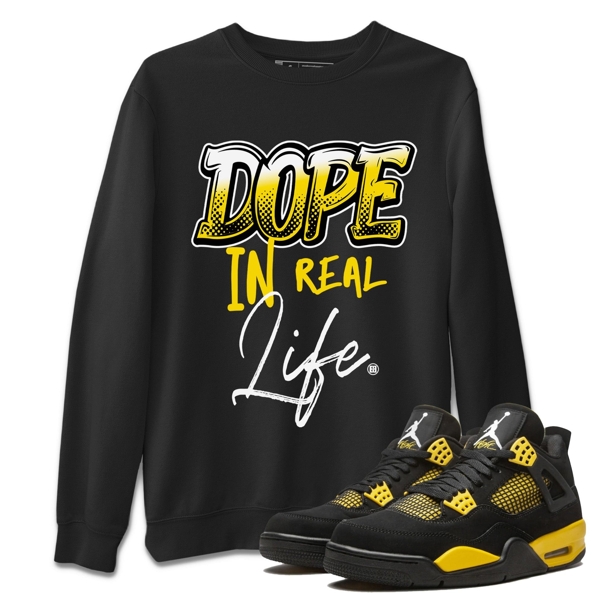 Air Jordan 4 Thunder Sneaker Match Tees Dope In Real Life Sneaker Tees Air Jordan 4 Retro Thunder Sneaker Release Tees Unisex Shirts Black 1