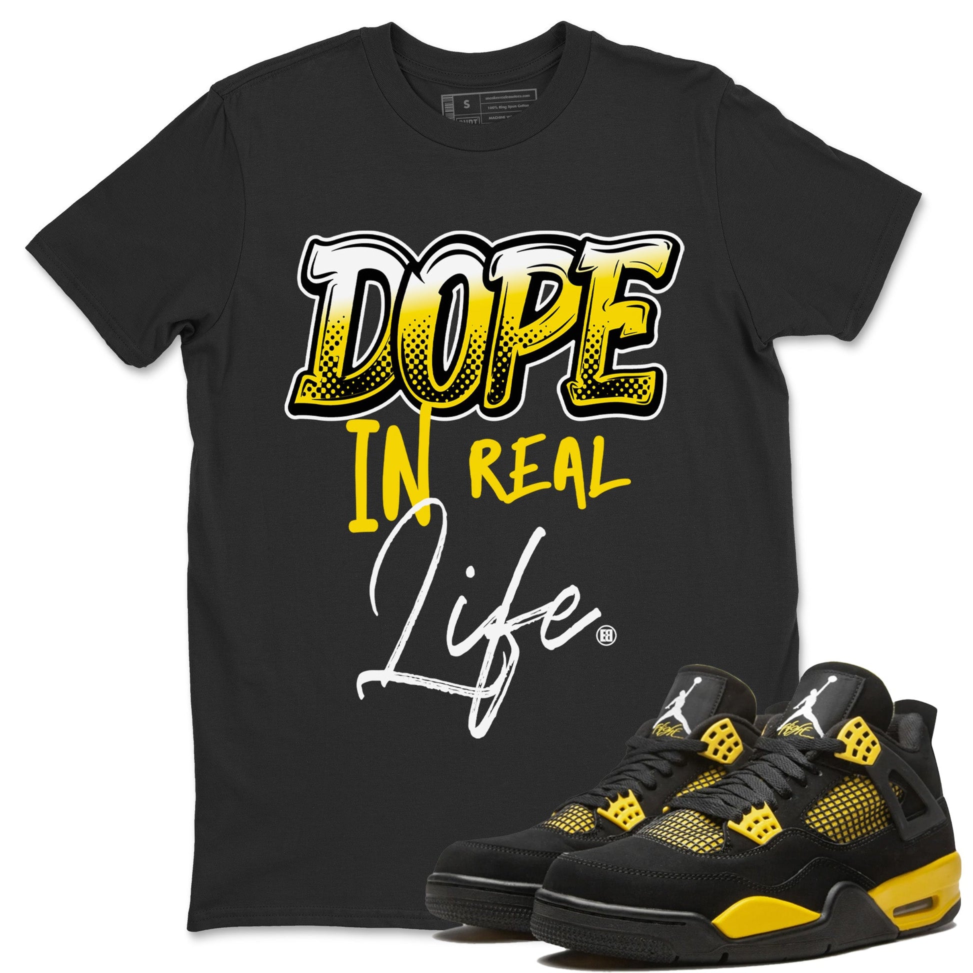 Air Jordan 4 Thunder Sneaker Match Tees Dope In Real Life Sneaker Tees Air Jordan 4 Retro Thunder Sneaker Release Tees Unisex Shirts Black 1