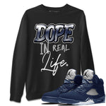 Jordan 5 Retro Midnight Navy shirt to match jordans Dope In Real Life sneaker tees Air Jordan 5 Midnight Navy SNRT Sneaker Release Tees Unisex Black 1 T-Shirt