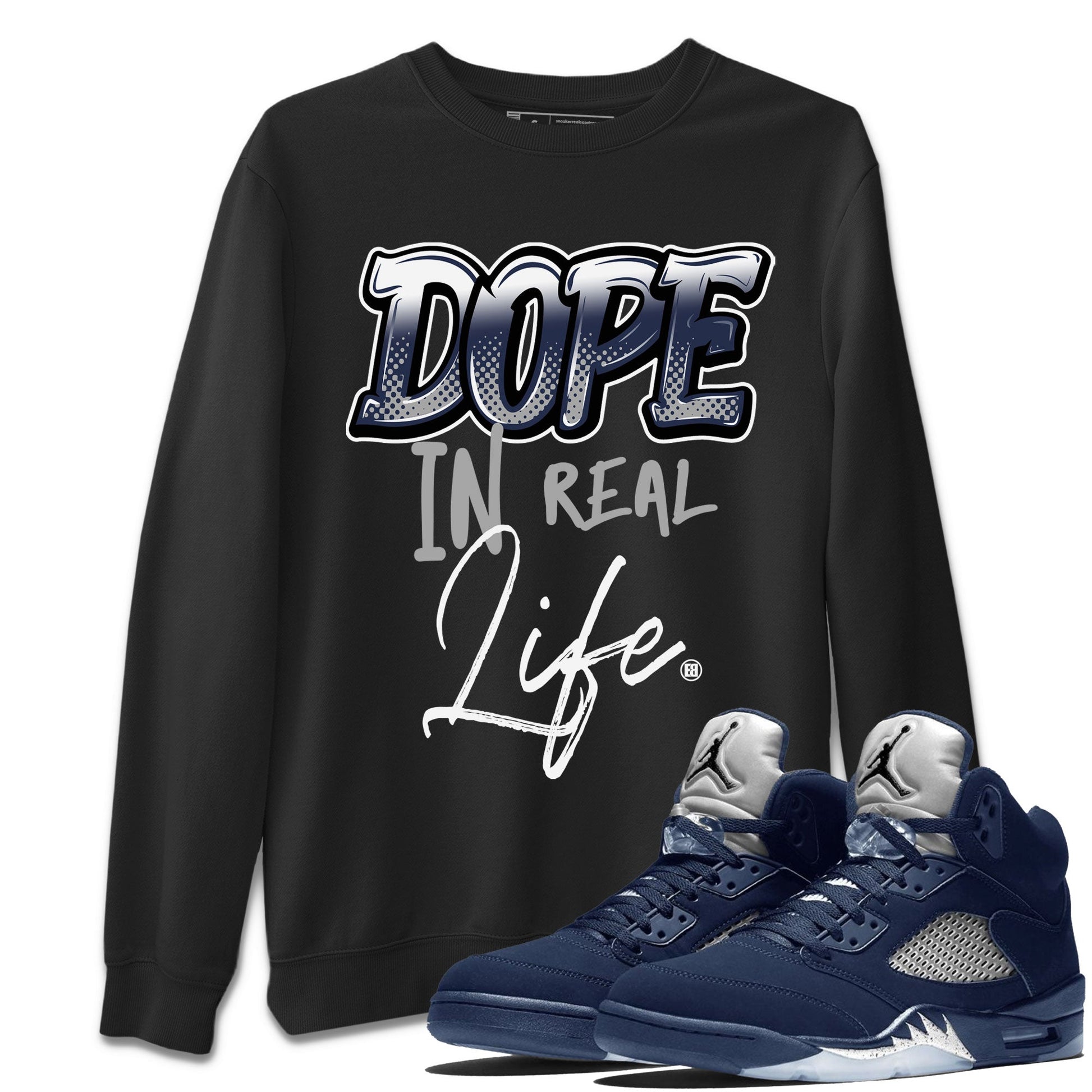 Jordan 5 Retro Midnight Navy shirt to match jordans Dope In Real Life sneaker tees Air Jordan 5 Midnight Navy SNRT Sneaker Release Tees Unisex Black 1 T-Shirt