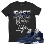 Jordan 5 Retro Midnight Navy shirt to match jordans Dope In Real Life sneaker tees Air Jordan 5 Midnight Navy SNRT Sneaker Release Tees Unisex Black 1 T-Shirt