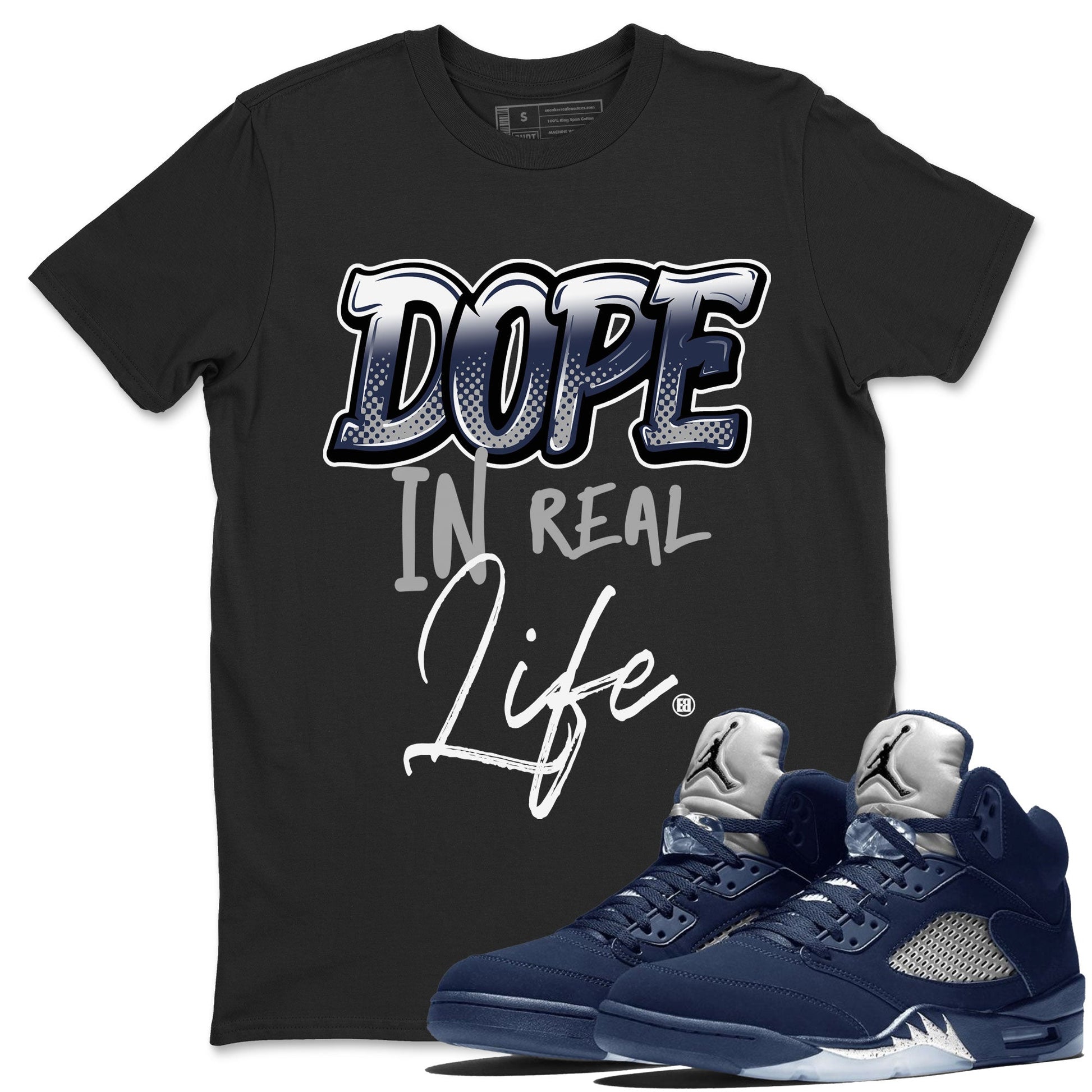 Jordan 5 Retro Midnight Navy shirt to match jordans Dope In Real Life sneaker tees Air Jordan 5 Midnight Navy SNRT Sneaker Release Tees Unisex Black 1 T-Shirt