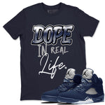 Jordan 5 Retro Midnight Navy shirt to match jordans Dope In Real Life sneaker tees Air Jordan 5 Midnight Navy SNRT Sneaker Release Tees Unisex Navy 1 T-Shirt