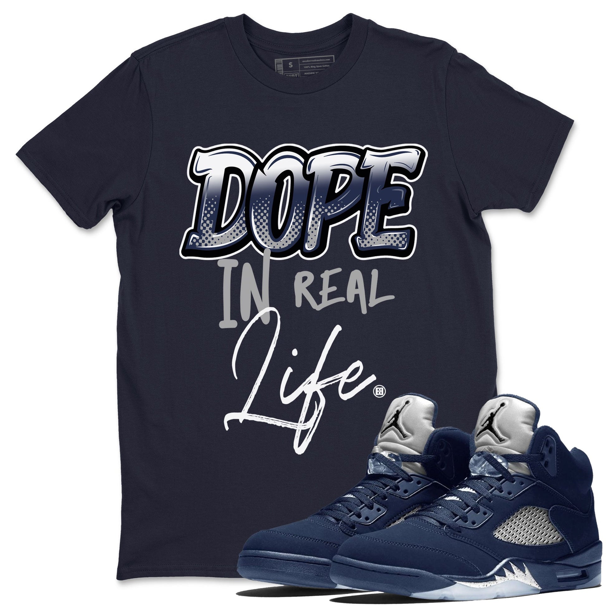 Jordan 5 Retro Midnight Navy shirt to match jordans Dope In Real Life sneaker tees Air Jordan 5 Midnight Navy SNRT Sneaker Release Tees Unisex Navy 1 T-Shirt