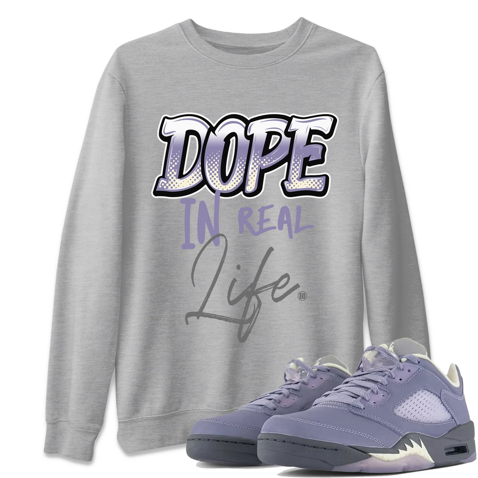 Air Jordan 5 Indigo Haze Sneaker Match Tees Dope In Real Life 5s Indigo Haze Tee Sneaker Release Tees Unisex Shirts Heather Grey 1