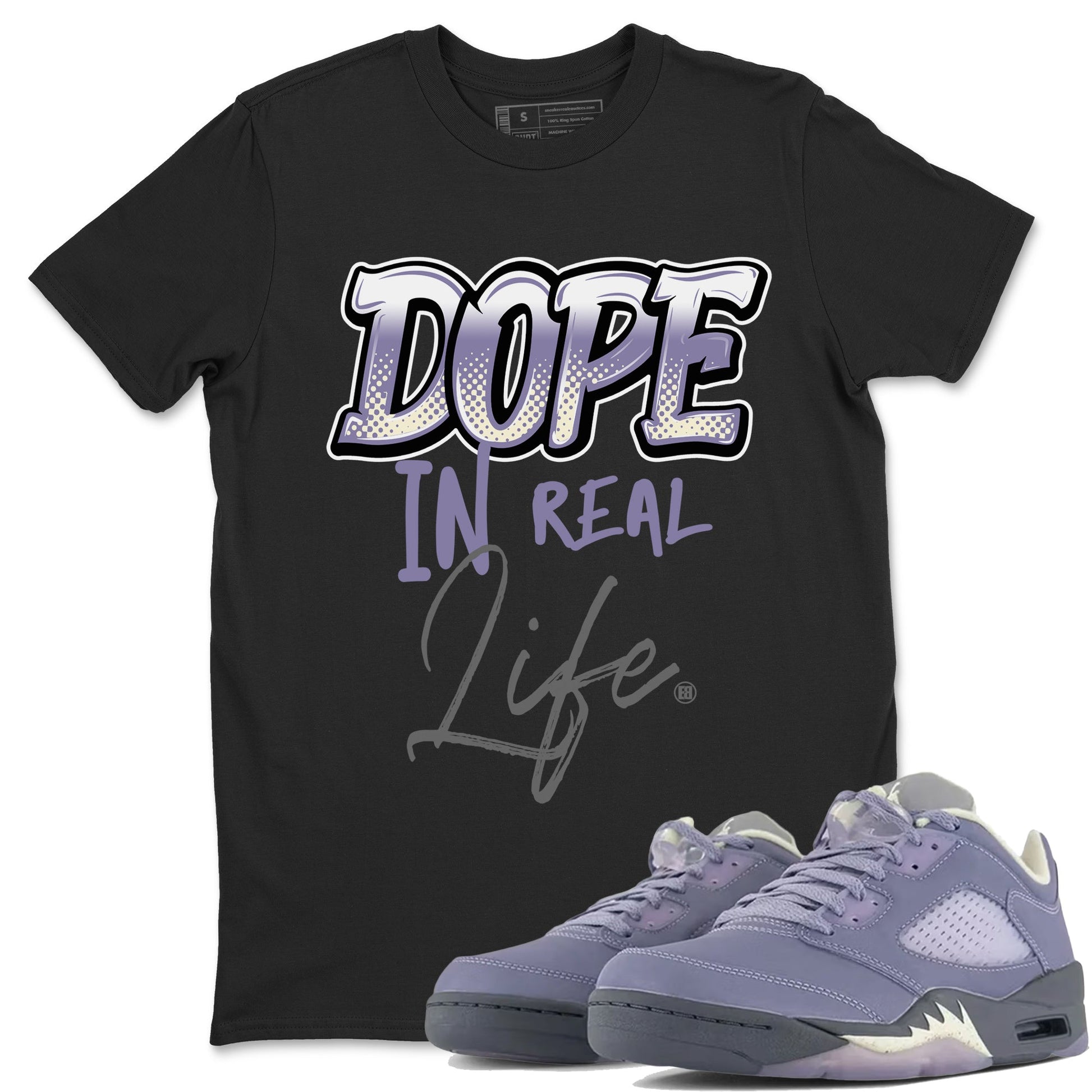 Air Jordan 5 Indigo Haze Sneaker Match Tees Dope In Real Life 5s Indigo Haze Tee Sneaker Release Tees Unisex Shirts Black 1