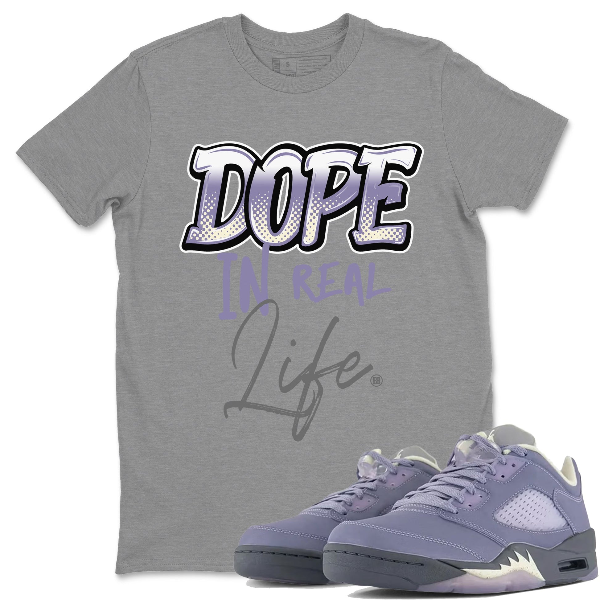 Air Jordan 5 Indigo Haze Sneaker Match Tees Dope In Real Life 5s Indigo Haze Tee Sneaker Release Tees Unisex Shirts Heather Grey 1