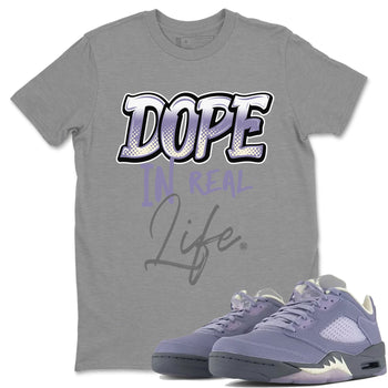 Air Jordan 5 Indigo Haze Sneaker Match Tees Dope In Real Life 5s Indigo Haze Tee Sneaker Release Tees Unisex Shirts Heather Grey 1