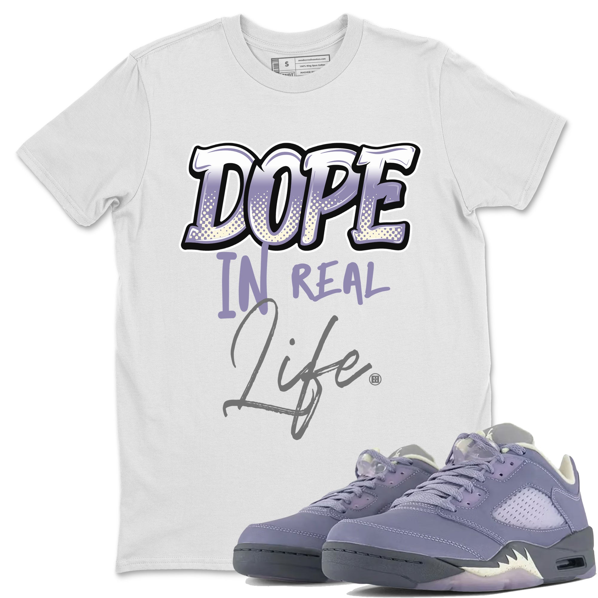 Air Jordan 5 Indigo Haze Sneaker Match Tees Dope In Real Life 5s Indigo Haze Tee Sneaker Release Tees Unisex Shirts White 1