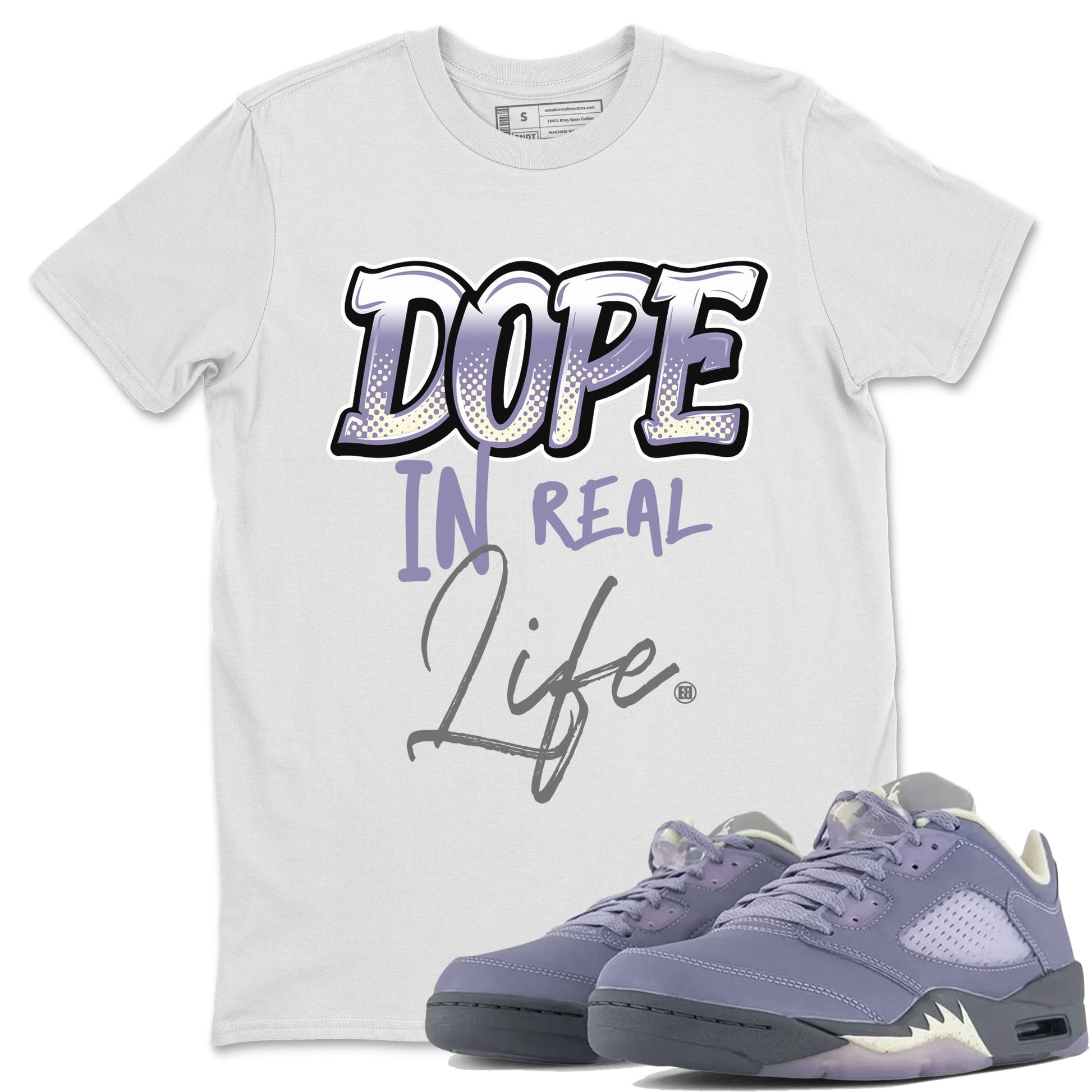 Air Jordan 5 Indigo Haze Sneaker Match Tees Dope In Real Life 5s Indigo Haze Tee Sneaker Release Tees Unisex Shirts White 1