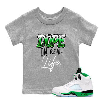 Jordan 5 Retro Lucky Green shirt to match jordans Dope In Real Life sneaker tees 5s Lucky Green SNRT Sneaker release tees baby toddler Heather Grey 1 cotton Shirt