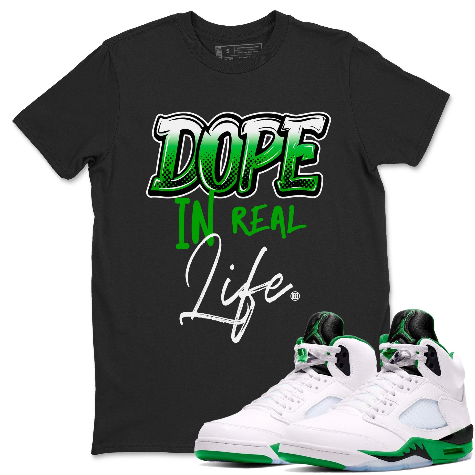 Jordan 5 Retro Lucky Green shirt to match jordans Dope In Real Life sneaker tees 5s Lucky Green SNRT Sneaker Release Tees unisex cotton Black 1 crew neck shirt