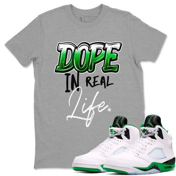 Jordan 5 Retro Lucky Green shirt to match jordans Dope In Real Life sneaker tees 5s Lucky Green SNRT Sneaker Release Tees unisex cotton Heather Grey 1 crew neck shirt