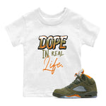 Jordan 5 Olive Shirt To Match Jordans Dope In Real Life Streetwear Fashion Air Jordan 5 Olive SNRT sneaker release tees baby toddler White 1 cotton Shirt