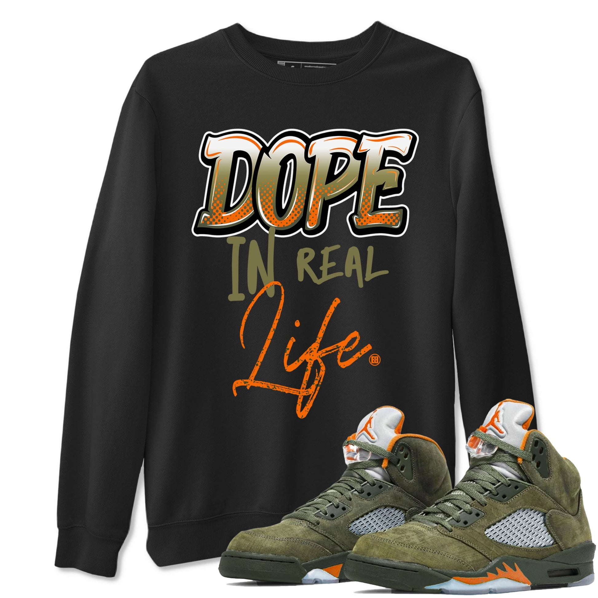 Jordan 5 Olive Shirt To Match Jordans Dope In Real Life Streetwear Fashion Air Jordan 5 Olive SNRT Sneaker Release Tees unisex cotton Black 1 crew neck shirt