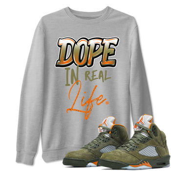 Jordan 5 Olive Shirt To Match Jordans Dope In Real Life Streetwear Fashion Air Jordan 5 Olive SNRT Sneaker Release Tees unisex cotton Heather Grey 1 crew neck shirt