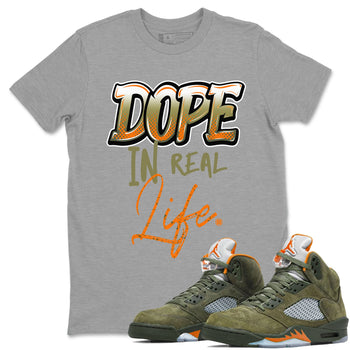 Jordan 5 Olive Shirt To Match Jordans Dope In Real Life Streetwear Fashion Air Jordan 5 Olive SNRT Sneaker Release Tees unisex cotton Heather Grey 1 crew neck shirt