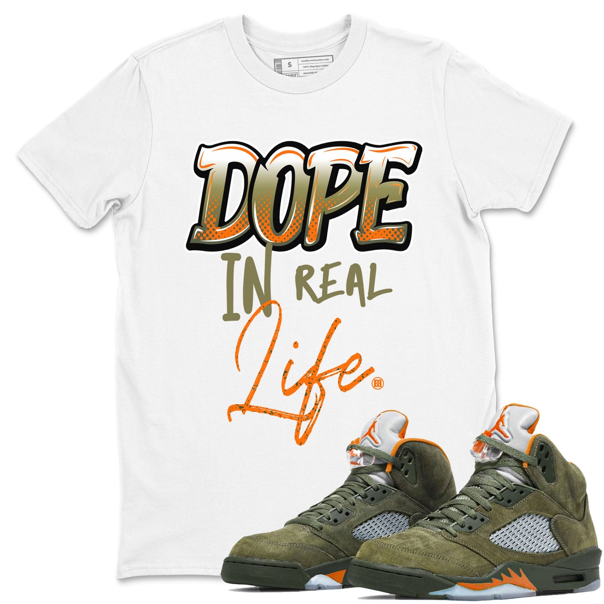 Jordan 5 Olive Shirt To Match Jordans Dope In Real Life Streetwear Fashion Air Jordan 5 Olive SNRT Sneaker Release Tees unisex cotton White 1 crew neck shirt