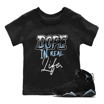 Air Jordan 7 Chambray Sneaker Match Tees Dope In Real Life Sneaker Tees AJ7 Chambray SNRT Sneaker Release Tees Kids Shirts Black 1