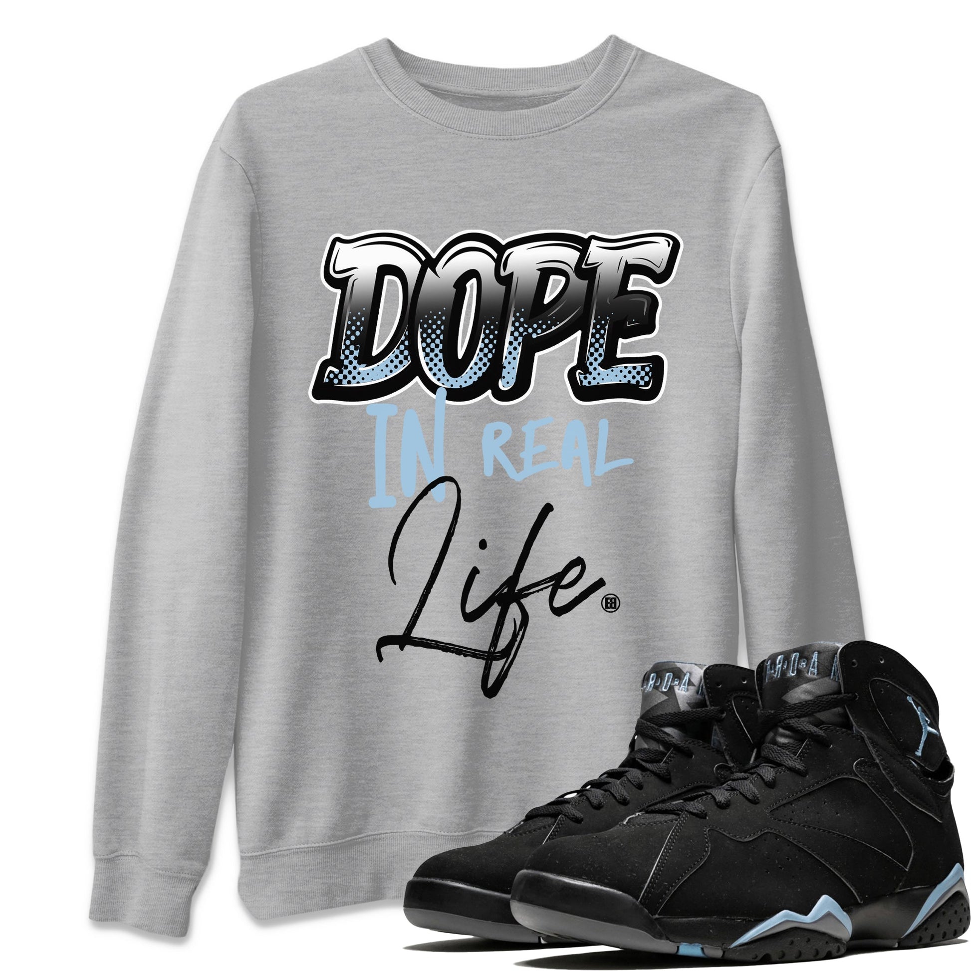 Air Jordan 7 Chambray Sneaker Match Tees Dope In Real Life Sneaker Tees AJ7 Chambray SNRT Sneaker Release Tees Unisex Shirts Heather Grey 1