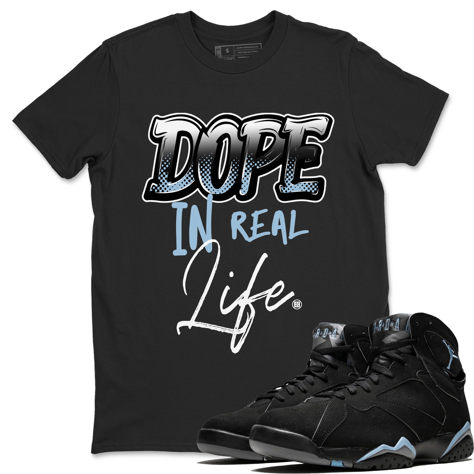 Air Jordan 7 Chambray Sneaker Match Tees Dope In Real Life Sneaker Tees AJ7 Chambray SNRT Sneaker Release Tees Unisex Shirts Black 1