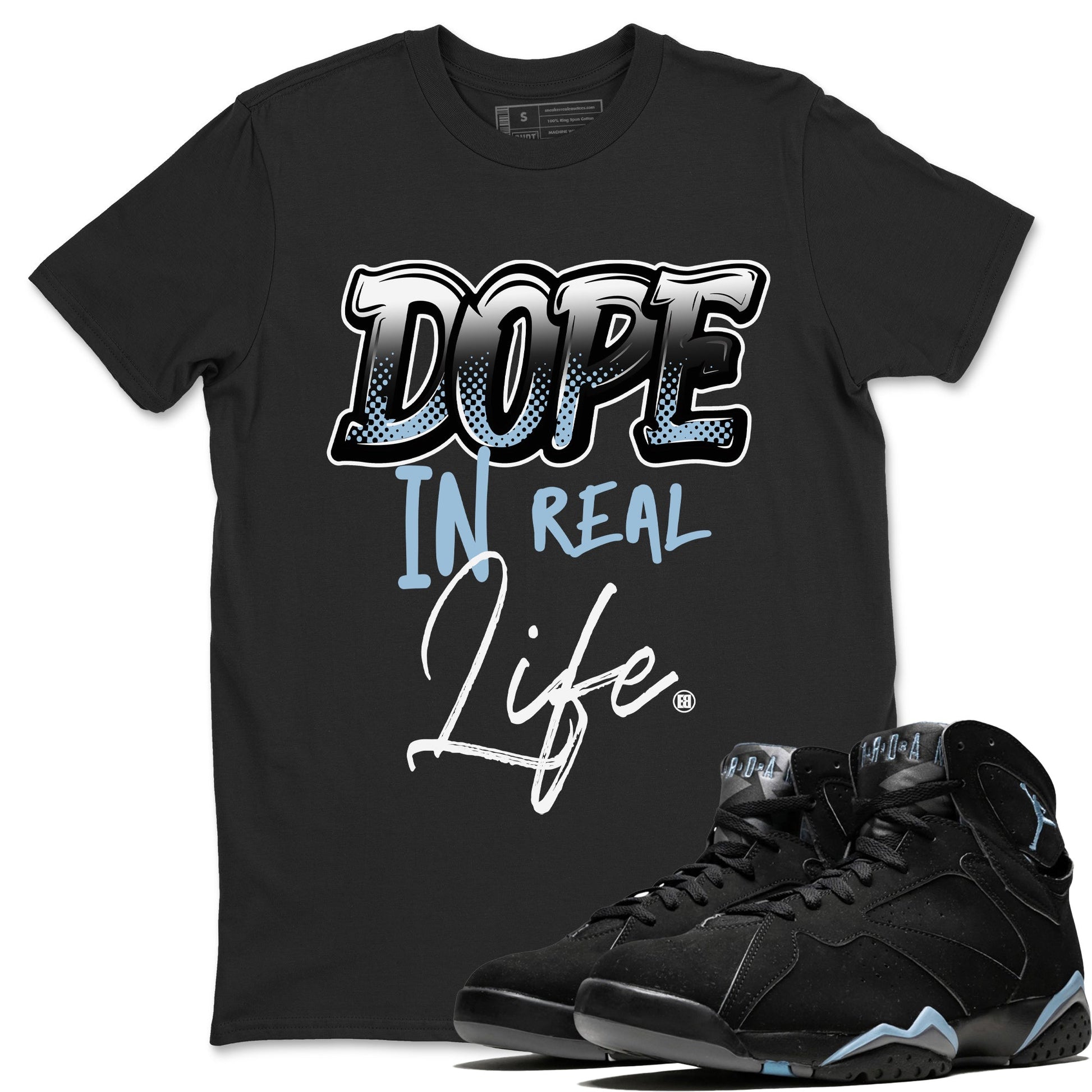 Air Jordan 7 Chambray Sneaker Match Tees Dope In Real Life Sneaker Tees AJ7 Chambray SNRT Sneaker Release Tees Unisex Shirts Black 1