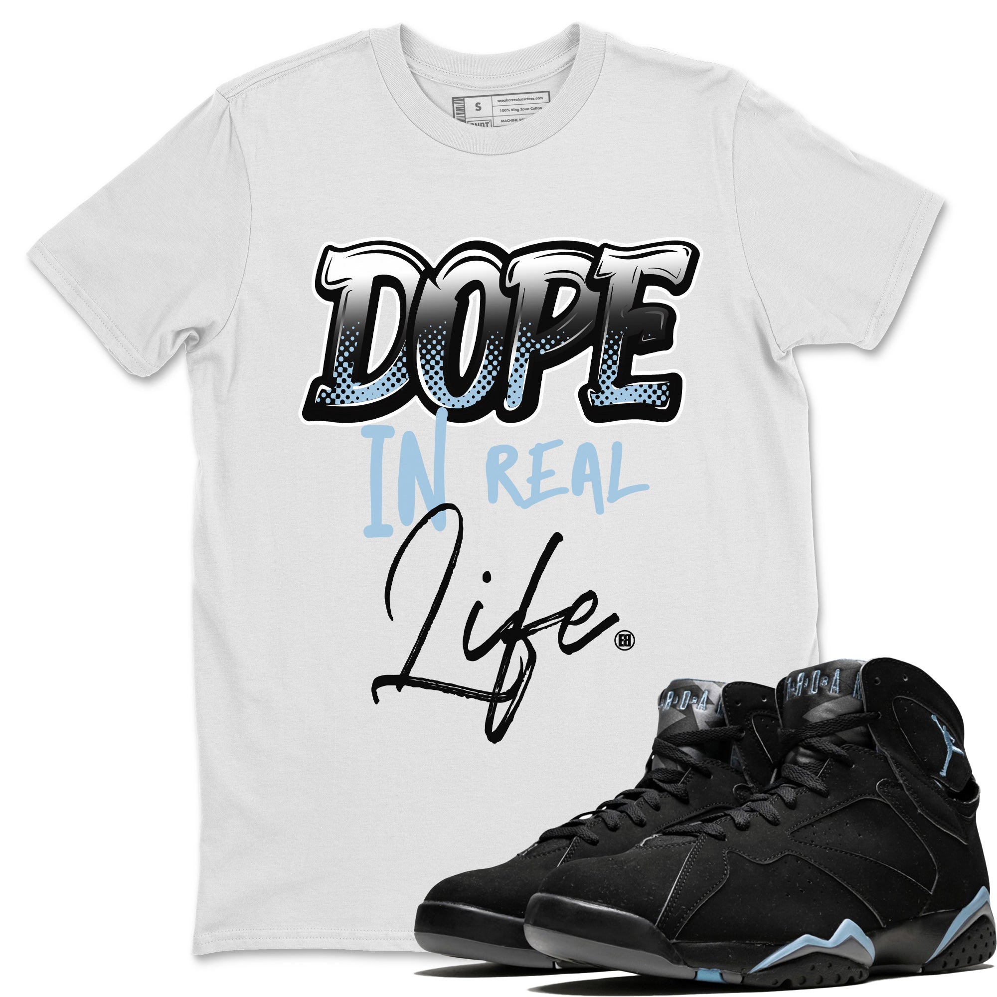 Air Jordan 7 Chambray Sneaker Match Tees Dope In Real Life Sneaker Tees AJ7 Chambray SNRT Sneaker Release Tees Unisex Shirts White 1