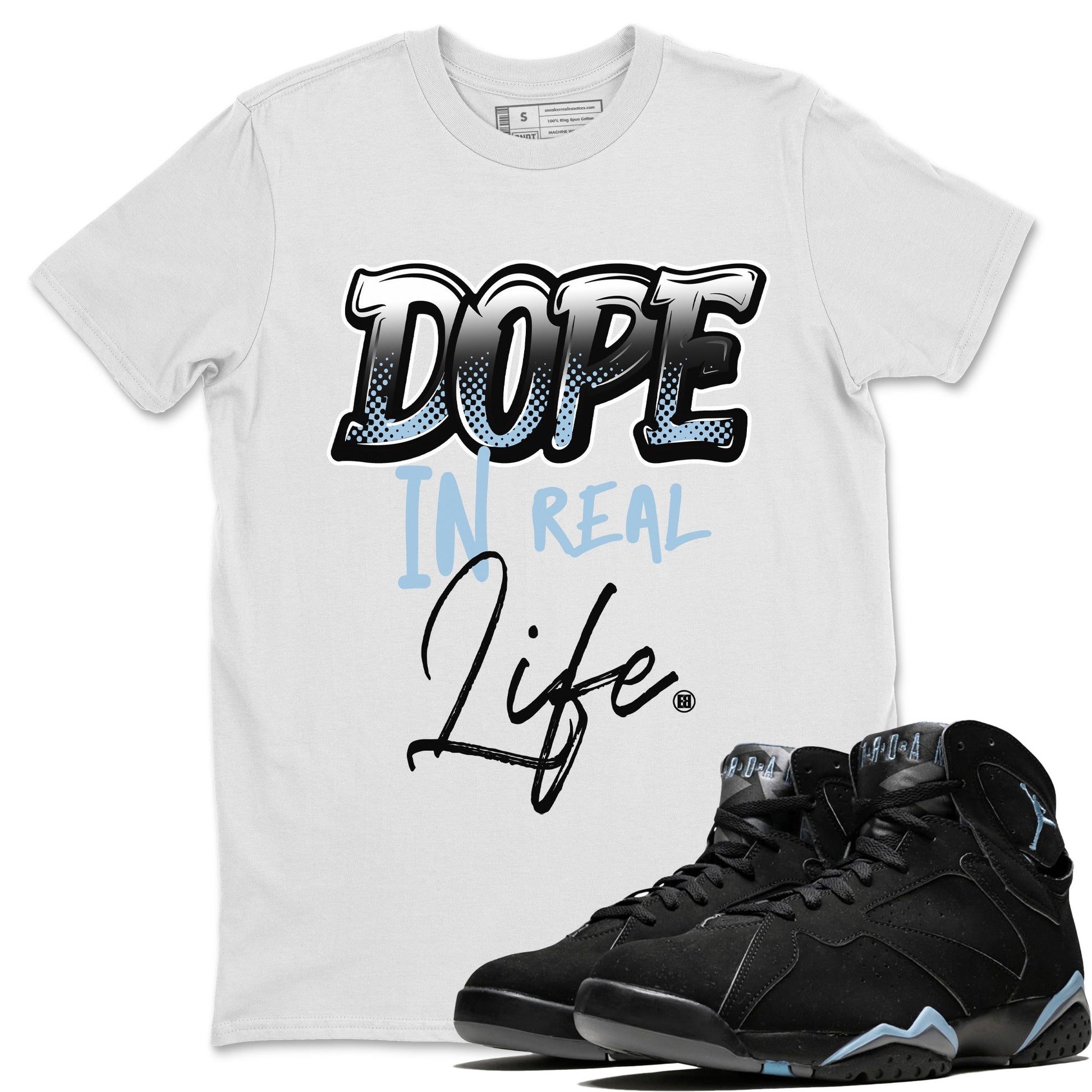 Air Jordan 7 Chambray Sneaker Match Tees Dope In Real Life Sneaker Tees AJ7 Chambray SNRT Sneaker Release Tees Unisex Shirts White 1