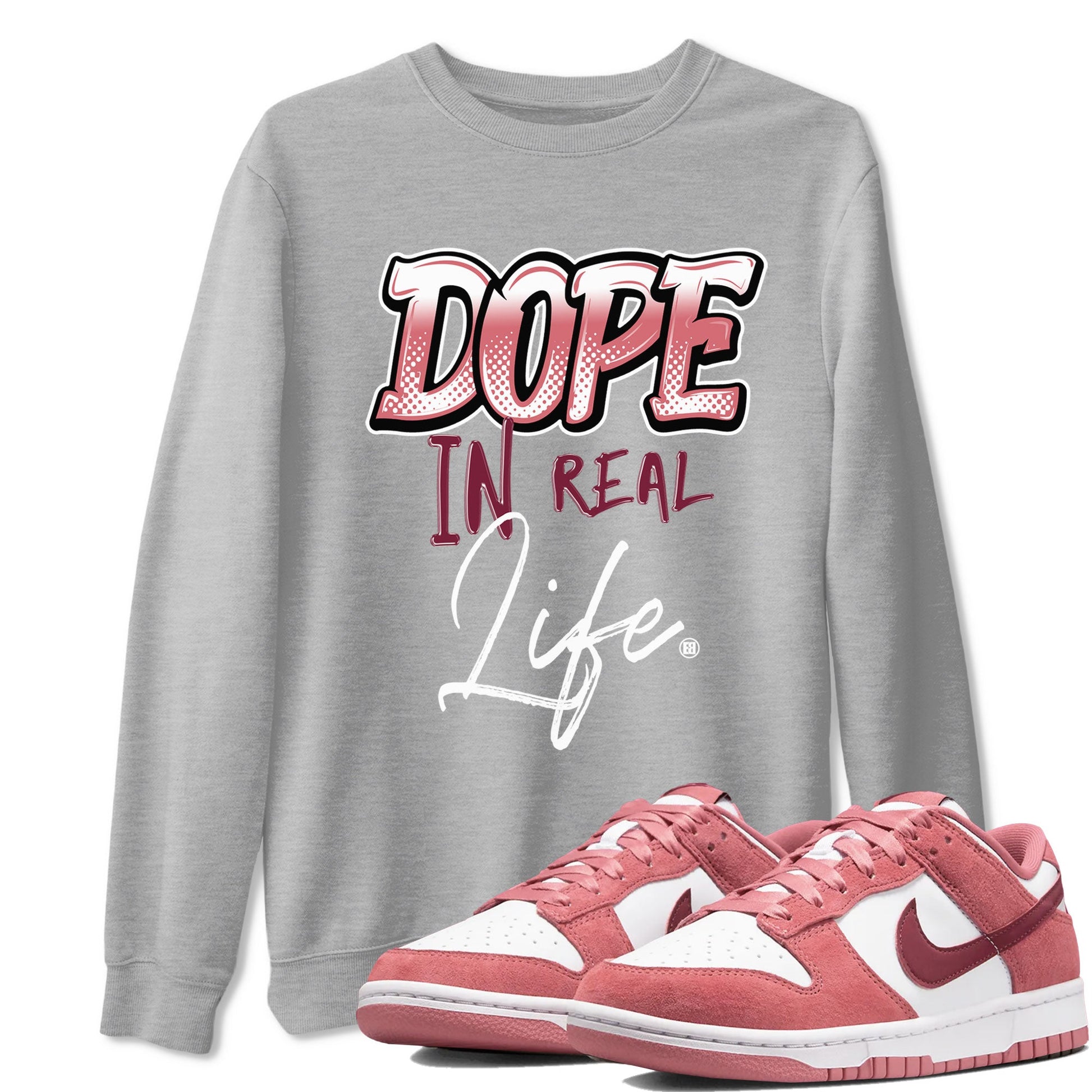 Dunk Low Valentine's Day shirt to match jordans Dope In Real Life sneaker tees Dunk Valentines Day 2024 SNRT Sneaker Tees Casual Crew Neck T-Shirt Unisex Heather Grey 1 T-Shirt