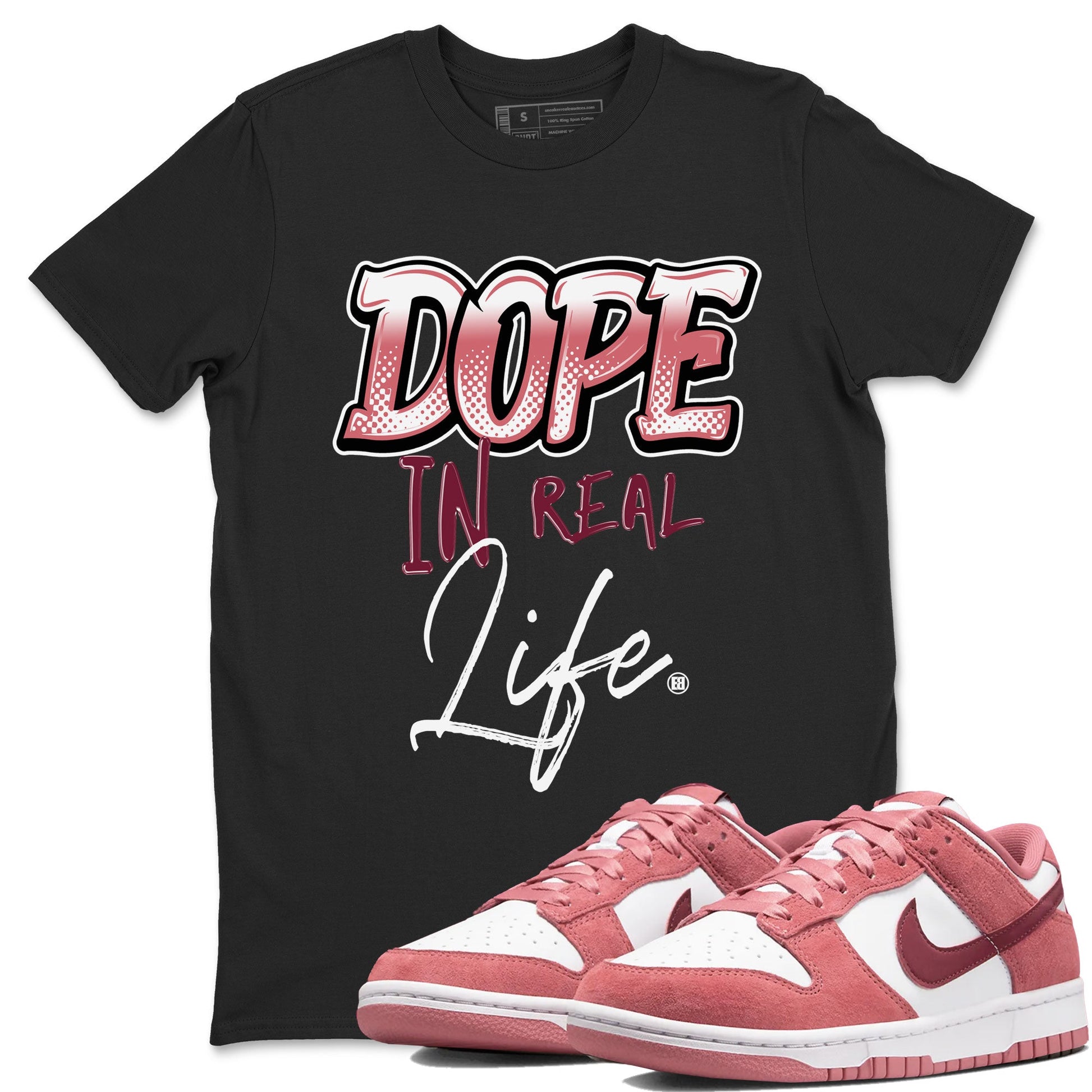 Dunk Low Valentine's Day shirt to match jordans Dope In Real Life sneaker tees Dunk Valentines Day 2024 SNRT Sneaker Tees Casual Crew Neck T-Shirt Unisex Black 1 T-Shirt