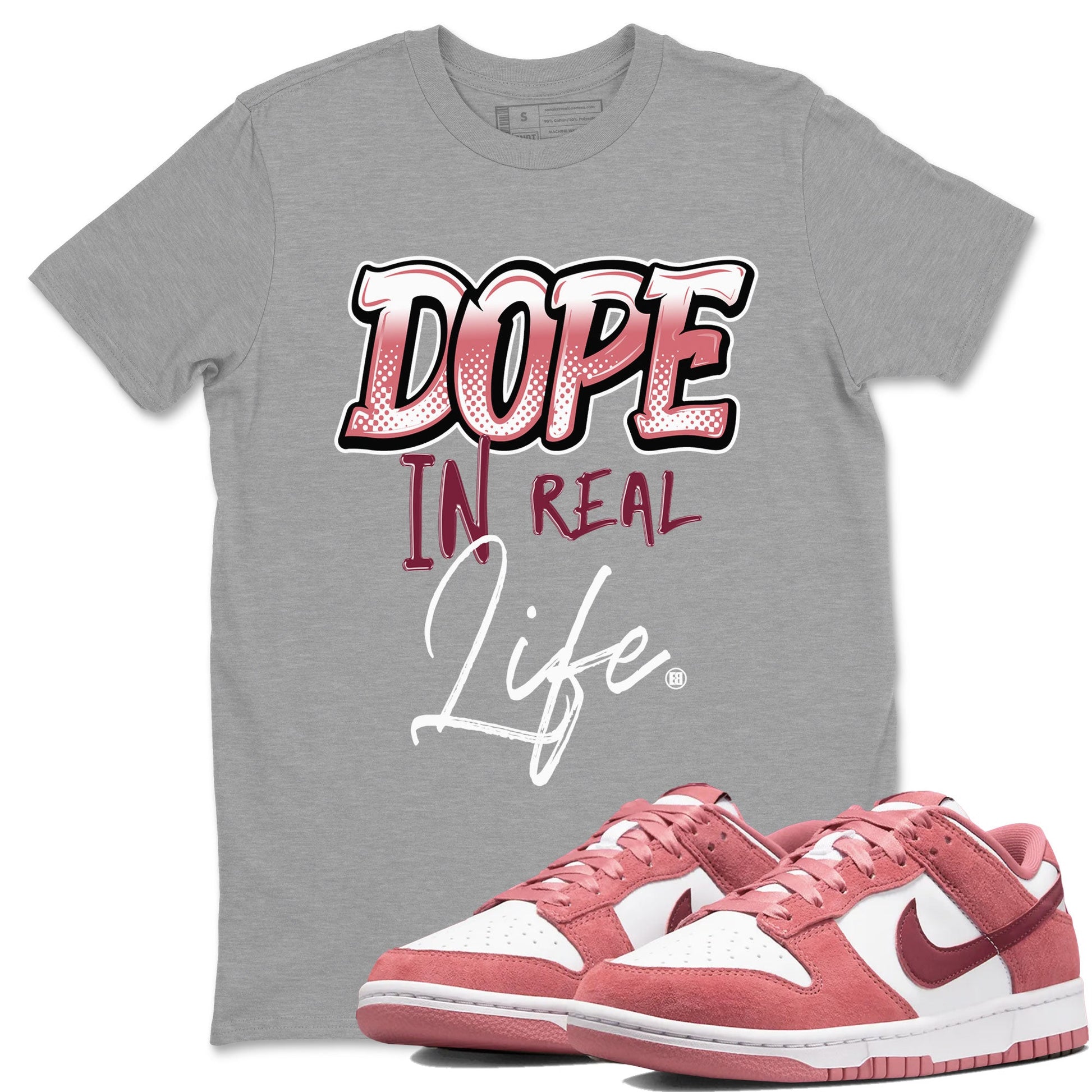 Dunk Low Valentine's Day shirt to match jordans Dope In Real Life sneaker tees Dunk Valentines Day 2024 SNRT Sneaker Tees Casual Crew Neck T-Shirt Unisex Heather Grey 1 T-Shirt