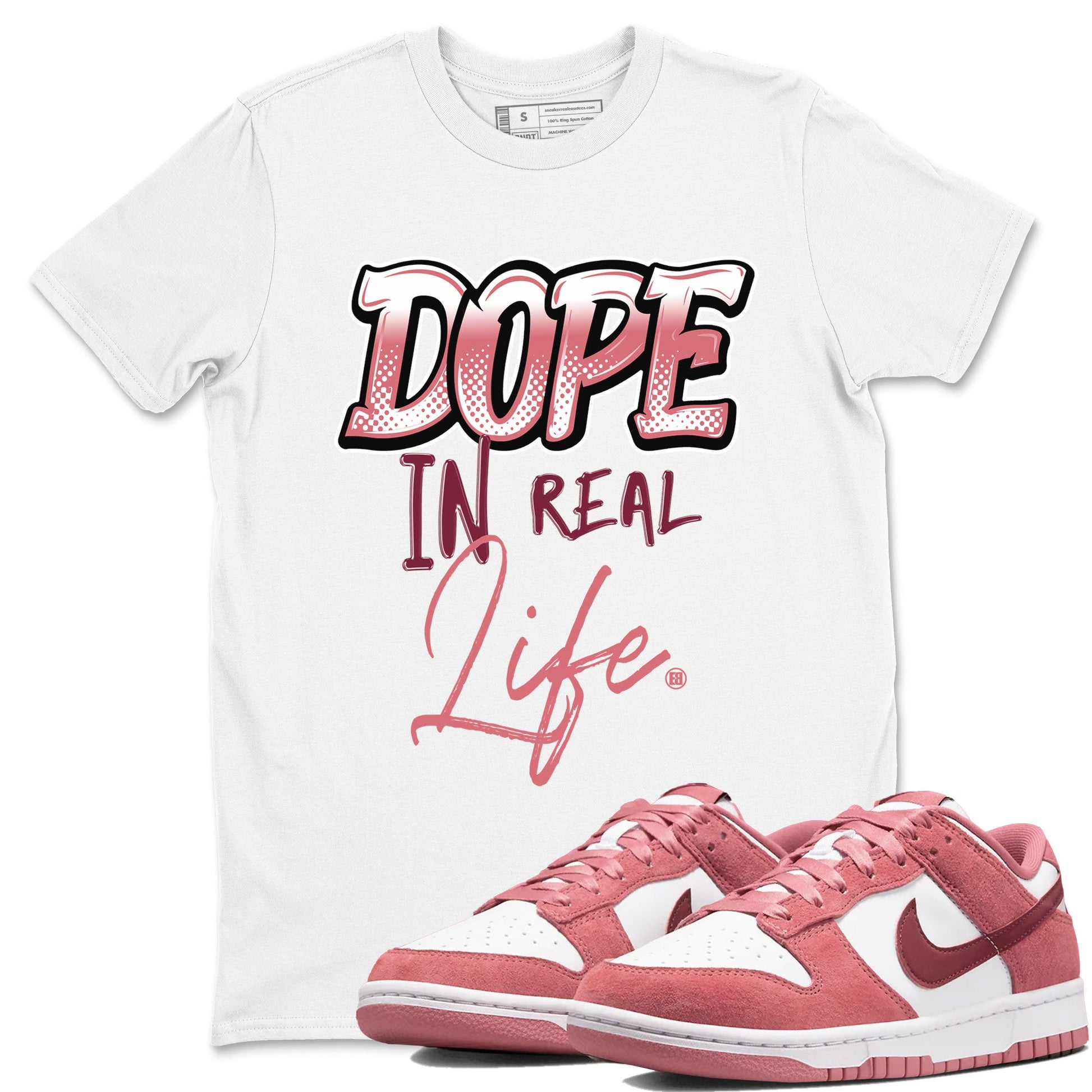 Dunk Low Valentine's Day shirt to match jordans Dope In Real Life sneaker tees Dunk Valentines Day 2024 SNRT Sneaker Tees Casual Crew Neck T-Shirt Unisex White 1 T-Shirt