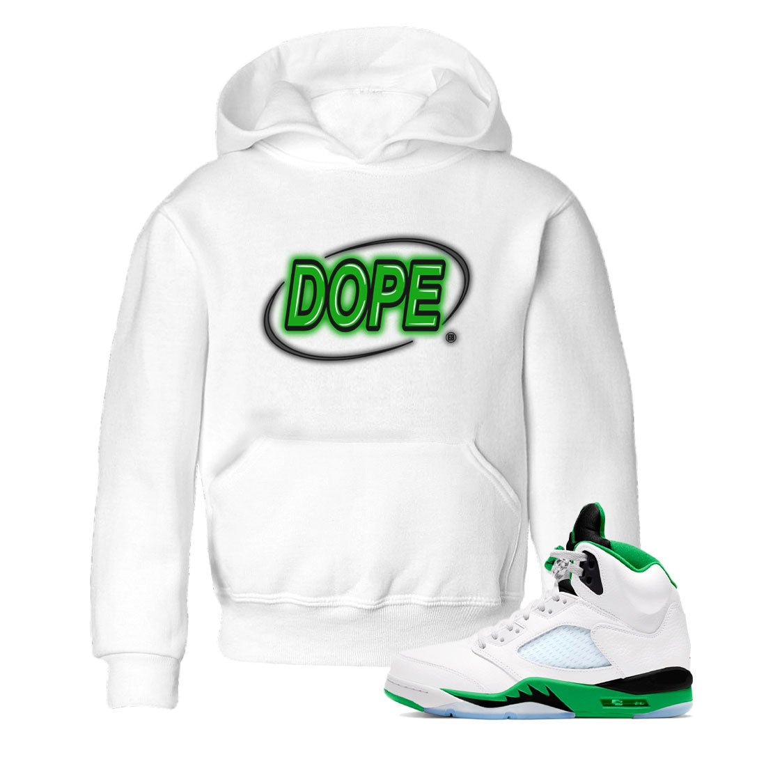 AJ5 Retro Lucky Green shirt to match jordans Dope Neon Sign sneaker tees Air Jordan 5 Lucky Green SNRT Sneaker Tees Baby Toddler White 1 T-Shirt