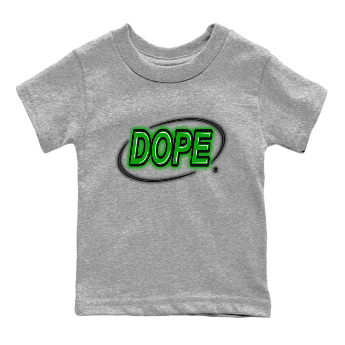 AJ5 Retro Lucky Green shirt to match jordans Dope Neon Sign sneaker tees Air Jordan 5 Lucky Green SNRT Sneaker Tees Baby Toddler Heather Grey 2 T-Shirt