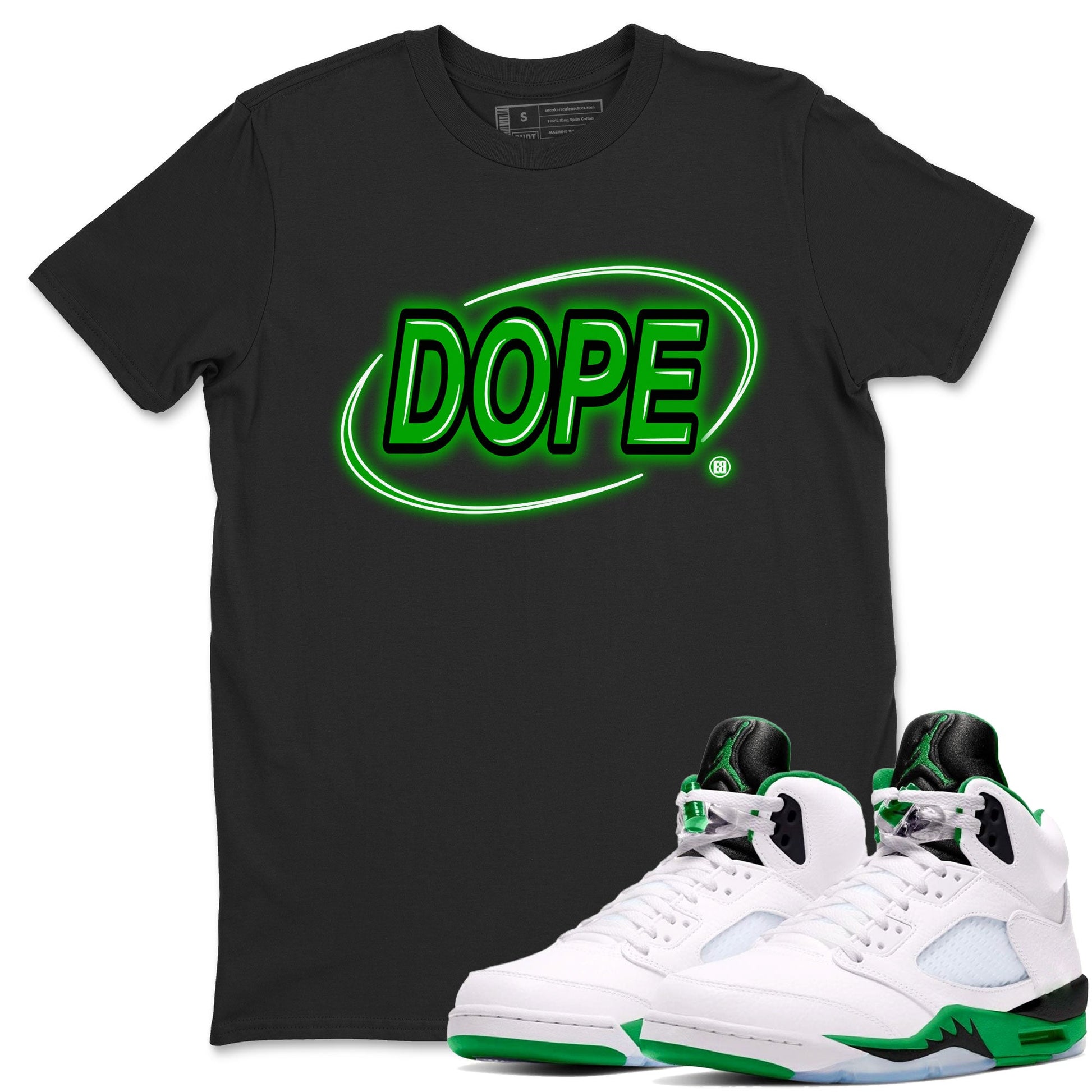 AJ5 Retro Lucky Green shirt to match jordans Dope Neon Sign sneaker tees Air Jordan 5 Lucky Green SNRT Sneaker Tees Unisex Black 1 T-Shirt