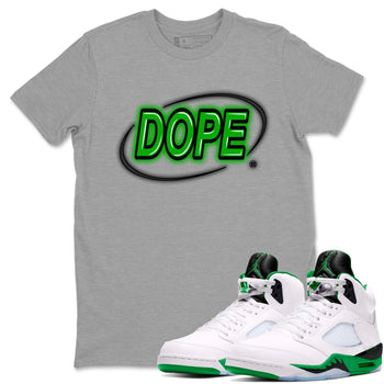 AJ5 Retro Lucky Green shirt to match jordans Dope Neon Sign sneaker tees Air Jordan 5 Lucky Green SNRT Sneaker Tees Unisex Heather Grey 1 T-Shirt