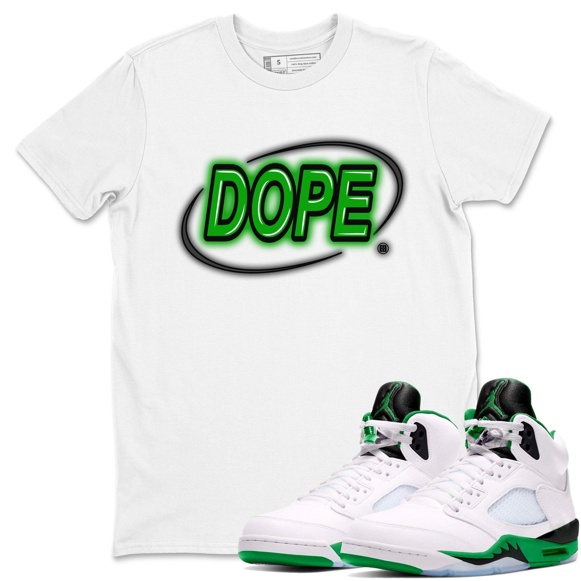 AJ5 Retro Lucky Green shirt to match jordans Dope Neon Sign sneaker tees Air Jordan 5 Lucky Green SNRT Sneaker Tees Unisex White 1 T-Shirt