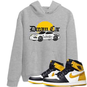 Air Jordan 1 Yellow Ochre shirt to match jordans Dream Car sneaker tees AJ1 Yellow Ochre SNRT Sneaker Release Tees unisex cotton Heather Grey 1 crew neck shirt