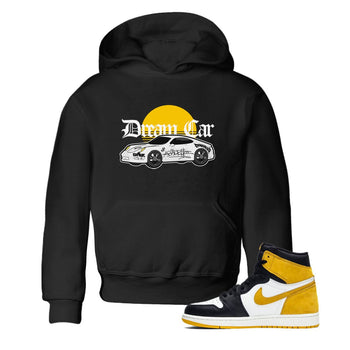 Air Jordan 1 Yellow Ochre shirt to match jordans Dream Car sneaker tees AJ1 Yellow Ochre SNRT sneaker release tees baby toddler Black 1 cotton Shirt