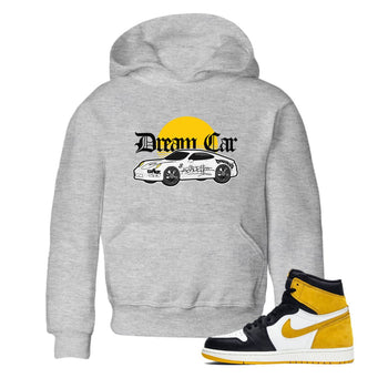 Air Jordan 1 Yellow Ochre shirt to match jordans Dream Car sneaker tees AJ1 Yellow Ochre SNRT sneaker release tees baby toddler Heather Grey 1 cotton Shirt